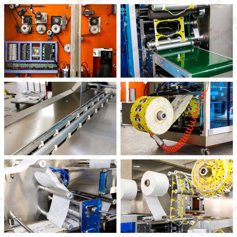 單片濕巾包裝機機械細節